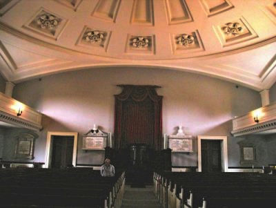 Interior, First Parish Church (Unitarian) Quincy Massachusetts, looking toward the pulpit