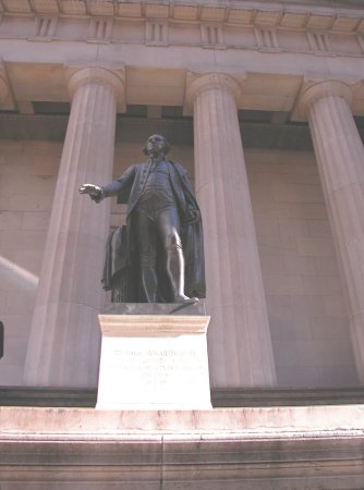 Statue of George Washington, on the spot where he took the Inaugural Oath