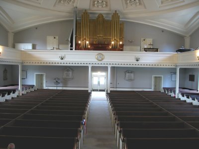 Interior, First Parish Church (Unitarian) Quincy Massachusetts, looking toward the rear
